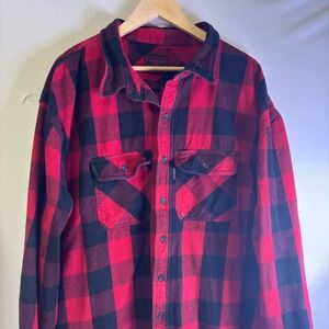 Five Brothers Red and Black Heavyweight Plaid Flannel Shirt 4XL